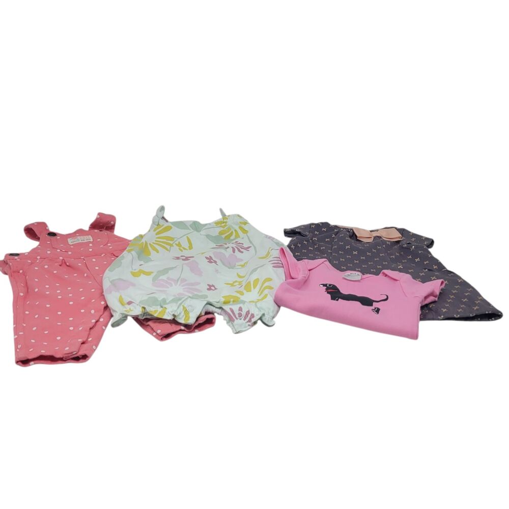Mixed Lot of 4 Baby Girl Clothes 3-6 Months Carters, The Black Dog, Malandrino